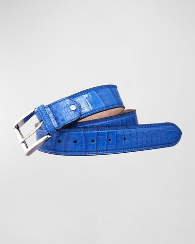 Zambezi Grace Crocodile Leather Dress Belt - Blue