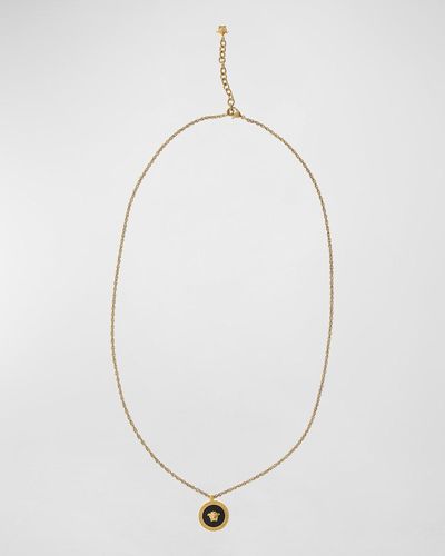 Versace Tribute Medusa Head Pendant Necklace - White