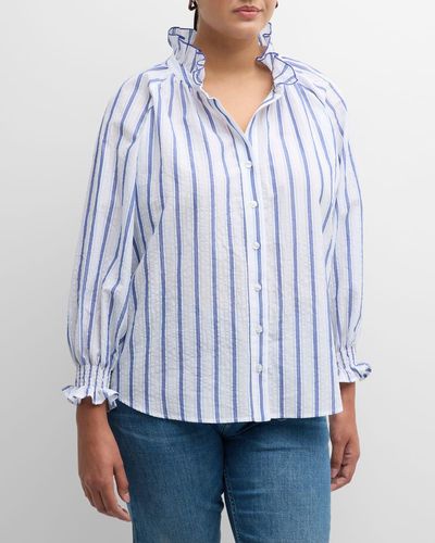 Finley Plus Size Fiona Striped Cotton Shirt - Blue