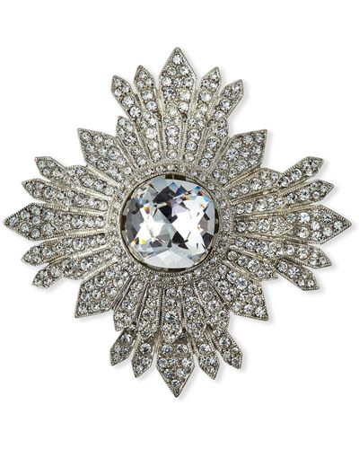 Kenneth Jay Lane Crystal Shield Pin - Metallic