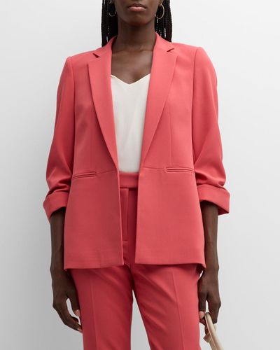 Tahari The Stella Notched-Lapel Open-Front Blazer - Red