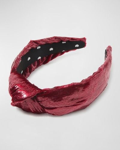 Lele Sadoughi Liquid Velvet Knitted Headband - Red