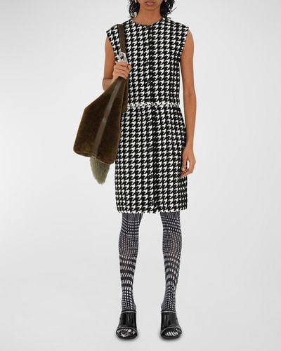 Burberry Houndstooth Button Sleeveless Dress - Multicolor