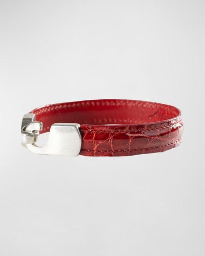Abas Alligator Leather Bracelet - Red