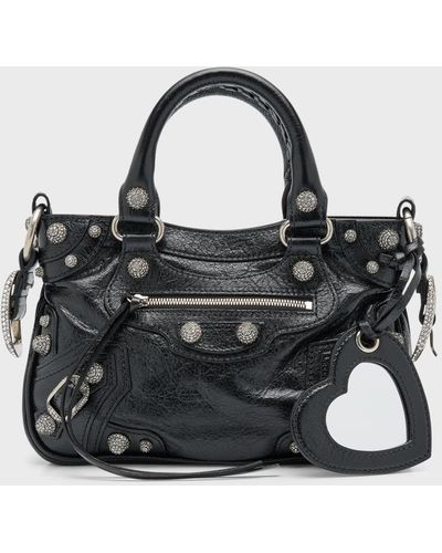 Balenciaga Neo Cagole Small Tote Bag With Rhinestones - Black