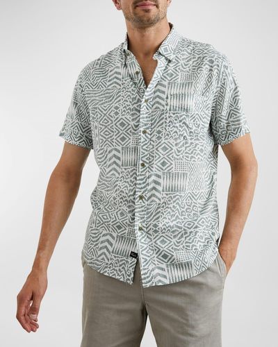 Rails Carson Block-print Short-sleeve Shirt - Gray