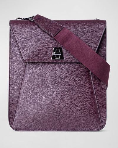 Akris Anouk Medium Flap Leather Messenger Bag - Purple