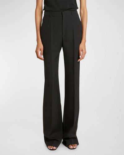 Chloé High-rise Tailored Wide-leg Silk Pants - Black