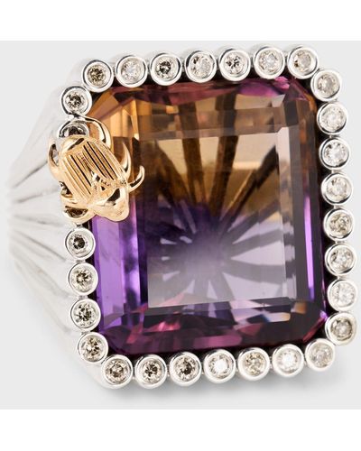 Stephen Dweck Ametrine And Champagne Diamond Statement Ring - Purple