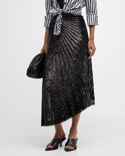 A.L.C. Tori Pleated Asymmetric Faux-leather Midi Skirt - Black