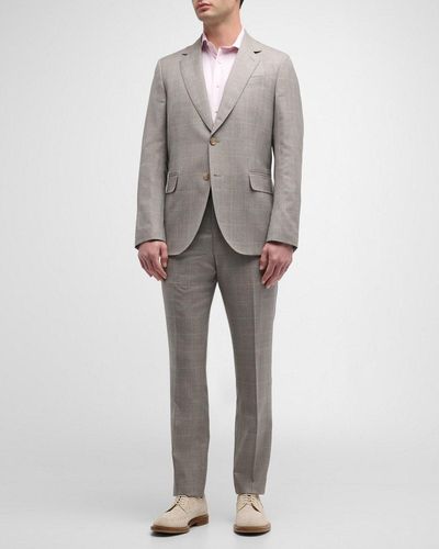 Paul Smith Tailored Fit Wool Check Two-Button Suit - Gray
