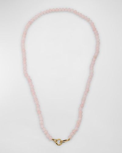 Sorellina 18K 6Mm Rondelle Necklace With Small Diamond Clasp, 22"L - White