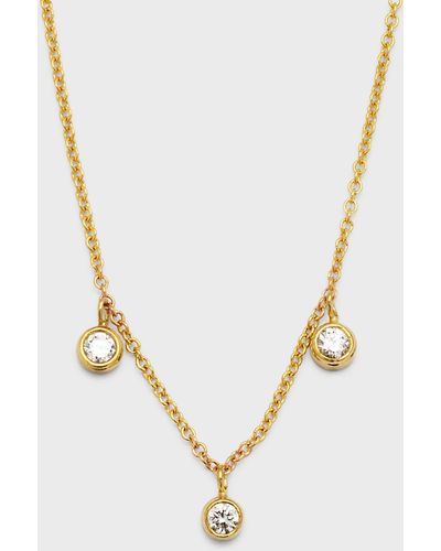 Jennifer Meyer Mini 3-Bezel Dangle Necklace - Metallic