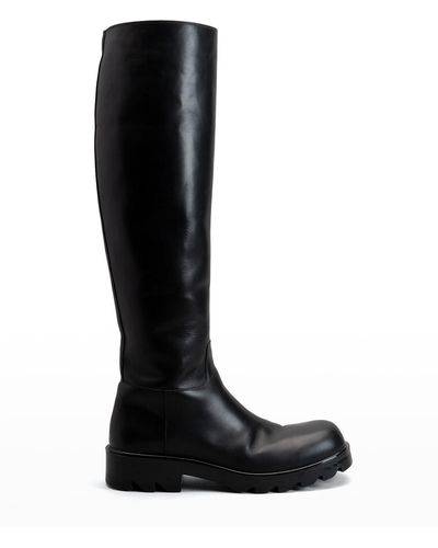 Bottega Veneta Lug-sole Leather Tall Boots - Black