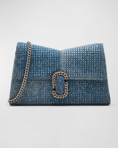 Marc Jacobs The Crystal Denim St. Marc Chain Wallet - Blue