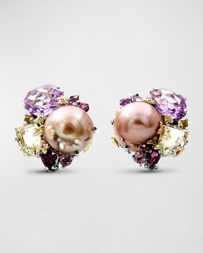 Stephen Dweck Multihued Mabe Cluster Earrings - Pink