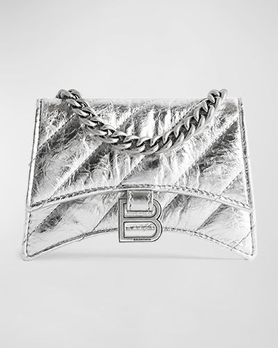 Balenciaga Crush Mini Metallic Quilted Chain Bag - Gray