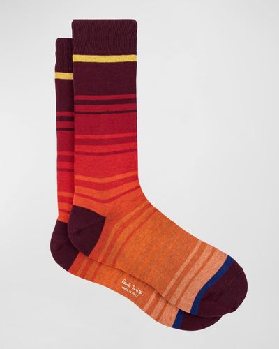 Paul Smith David Stripe 3-Pack Crew Socks - Red