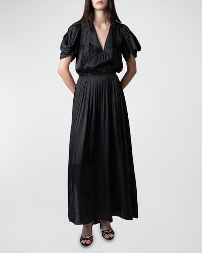 Zadig & Voltaire Reina Satin Maxi Dress - Black
