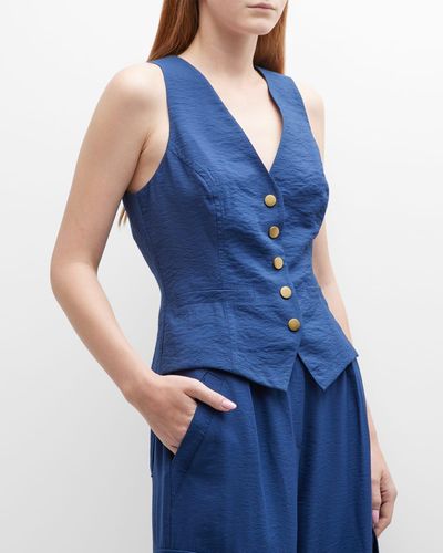 Ramy Brook Cosette Fitted Suiting Vest - Blue