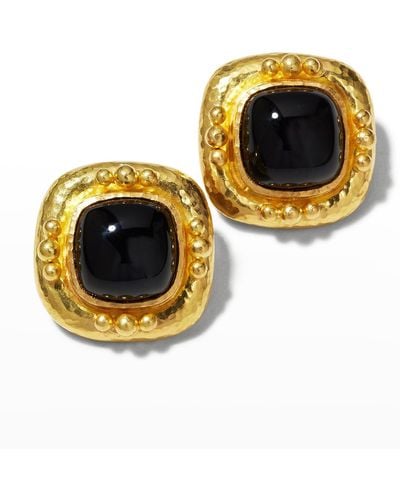 Elizabeth Locke 19K Onyx Convertible Earrings - Black