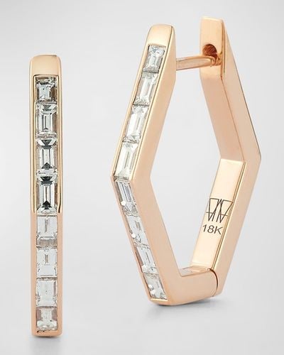 WALTERS FAITH Quentin 18k Rose Gold And Baguette Diamond Hexagon Earrings - White