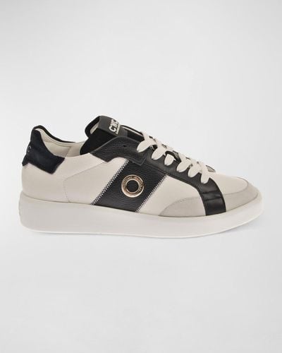 CoSTUME NATIONAL Mix-Leather Low-Top Sneakers - White