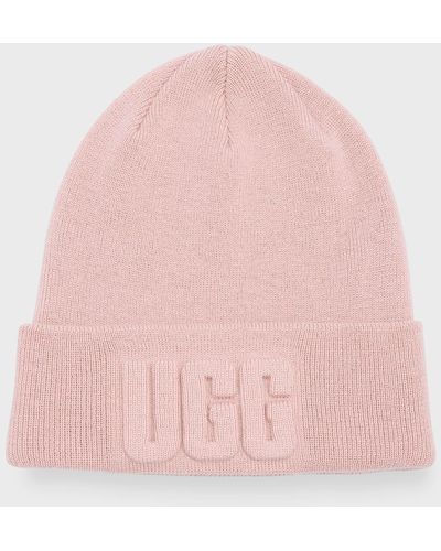 UGG 3D Graphic Logo Wool-Blend Beanie - Pink