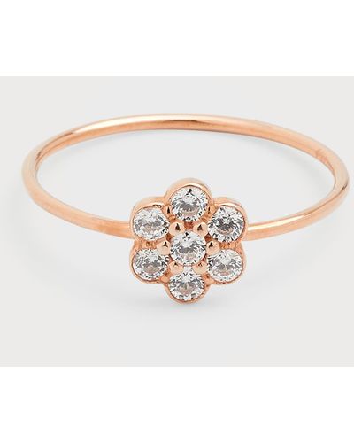 Ginette NY Be Mine Lotus Diamond Ring In 18k Rose Gold - White