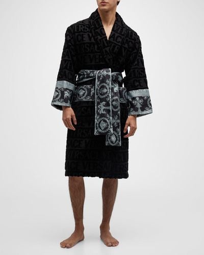 Versace Barocco Sleeve Robe - Black