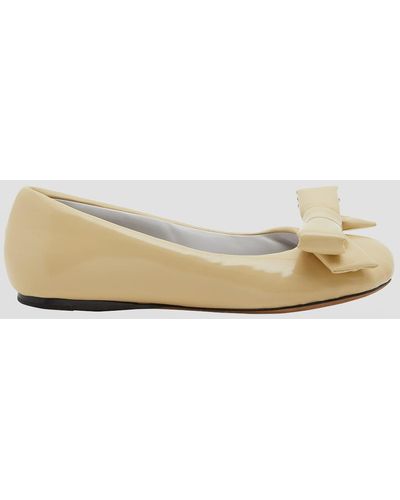 Loewe Puffy Patent Leather Ballerina Flats - Natural