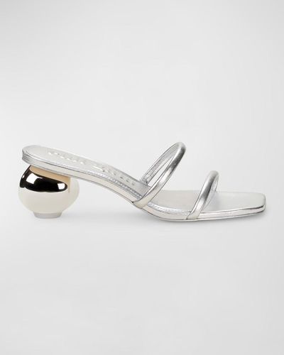 Cult Gaia Leora Metallic Dual-Band Slide Sandals - White