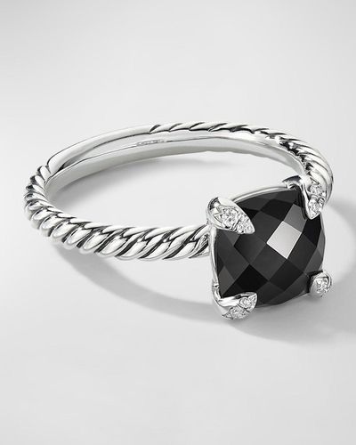 David Yurman Chatelaine Ring With Onyx And Diamonds - Metallic