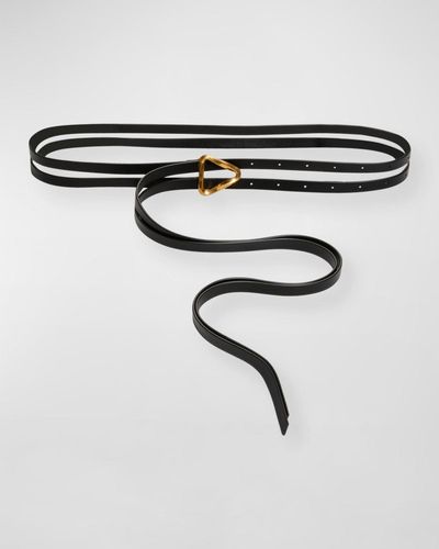 Bottega Veneta Grasp Double Strap Leather Belt - Black