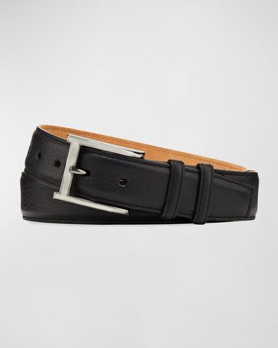 W. Kleinberg Pebbled Bison Leather Belt - Black