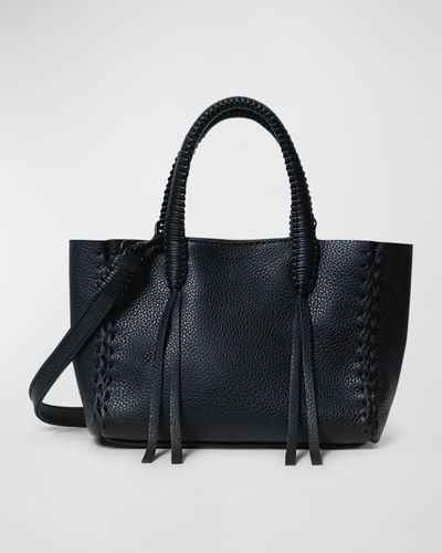 Callista Micro Grained Leather Tote Bag - Black