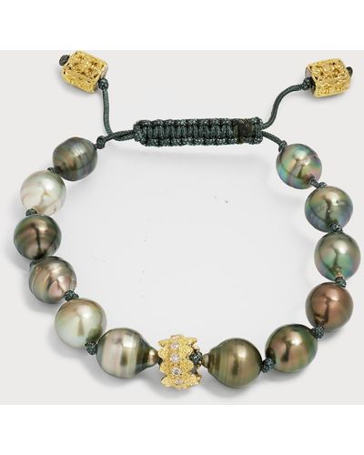 Armenta 10Mm Tahitian Pearls And Diamond Crivelli Station Bracelet - Metallic