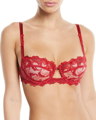 Lise Charmel Dressing Floral Demi-Cup Bra - Red