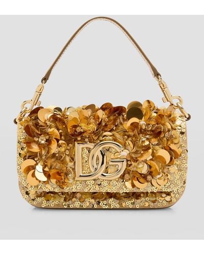 Dolce & Gabbana Dg Logo Sequined Shoulder Bag - Metallic
