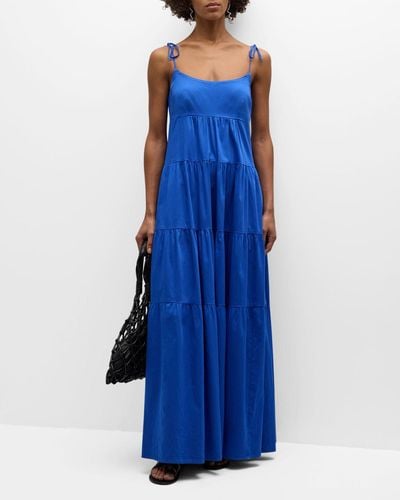 Honorine Haven Solid Tiered Maxi Dress - Blue