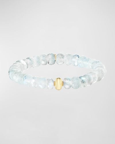 Sheryl Lowe 14K Moonstone 8Mm Beaded Bracelet With Plain Donut - White