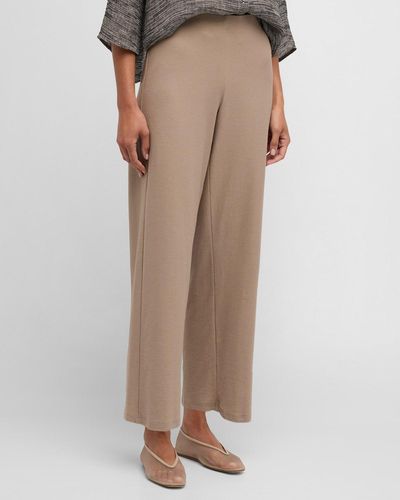 Eileen Fisher Cropped Washable Stretch Crepe Pants - Natural