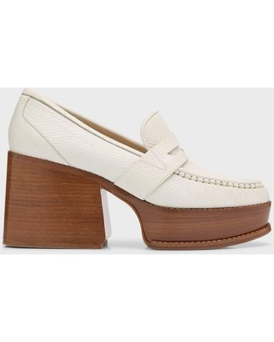 Gabriela Hearst Augusta Leather Heeled Penny Loafers - Natural