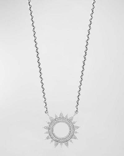 Sheryl Lowe Sterling Pave Diamond Sun Cable Chain Necklace - White