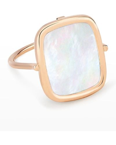 Ginette NY Rose Gold White Mother-of-pearl Antiqued Ring