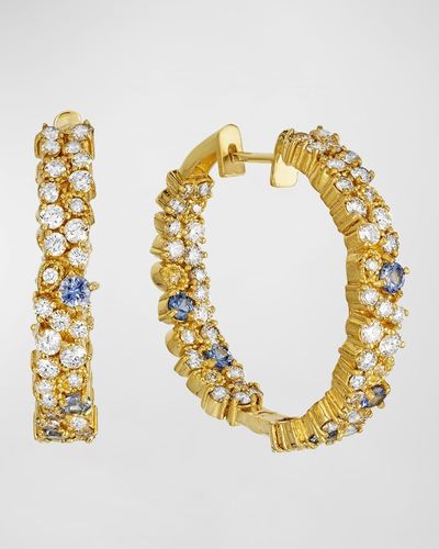 Tanya Farah 18k Diamond And Sapphire Confetti Hoop Earrings - Metallic