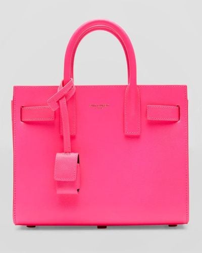 Saint Laurent Nano Sac De Jour Neon Leather Top Handle Bag - Pink