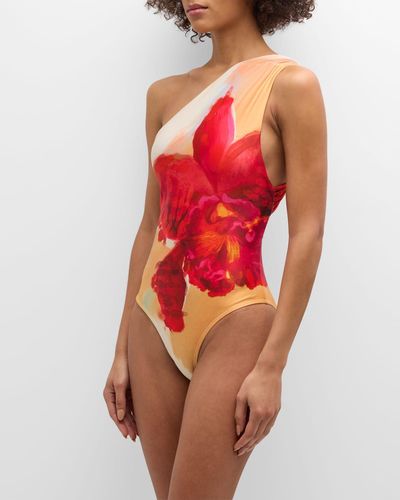 Lenny Niemeyer Loop One-Shoulder One-Piece Swimsuit - Red