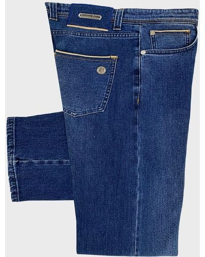 Stefano Ricci Medium-Wash Jeans W/ Contrast Trim - Blue