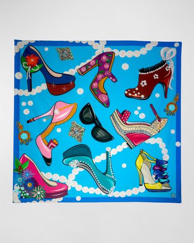 Mila & Such Fabulous In Heels Graphic-print Scarf - Blue